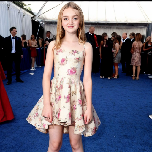 Dakota Fanning, young actress, posing, her dress is torn, 