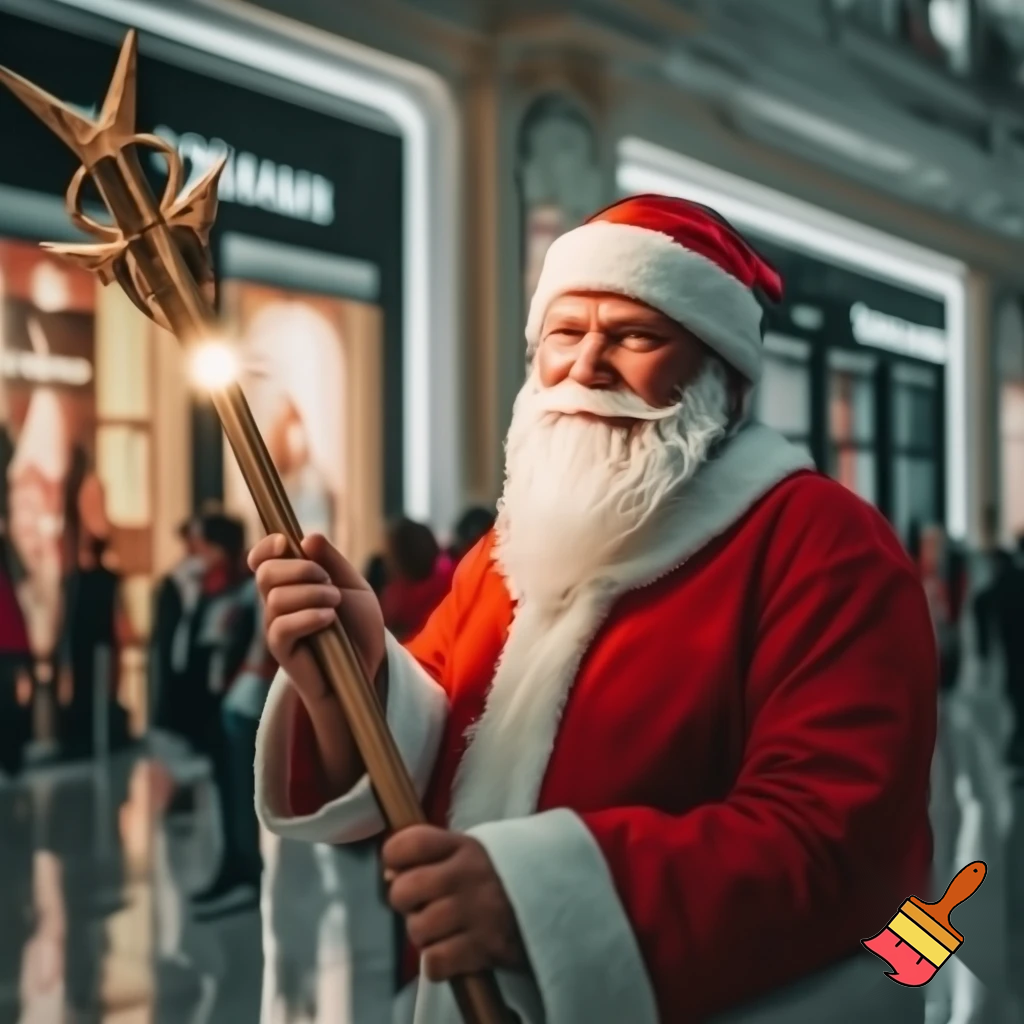Santa Claus magic walking stick staff Russia shopping Centre Australia shopping