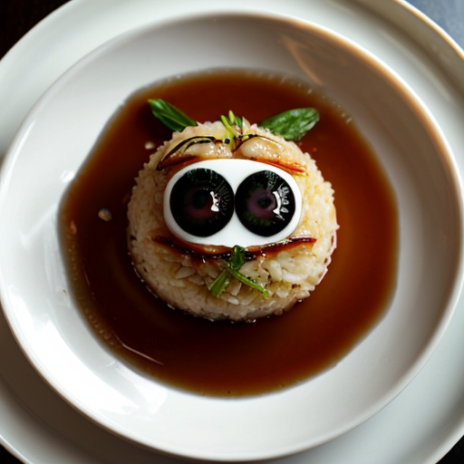 a dish with nothing on it, but with a face that looks like tung tung tung sahur with open eyes with eyeballs that doesn't look realistic