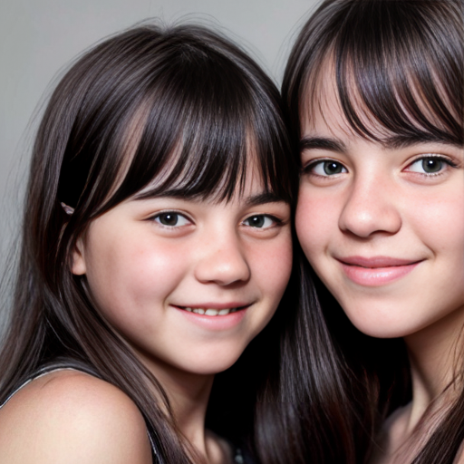 Generate a family photo of 16 year old triplet girls with black hair make sure they have black hair
