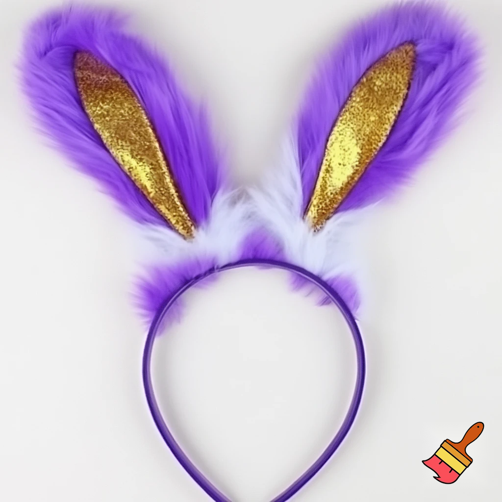  Purple and white Easter bunny headband top hat headband with gold