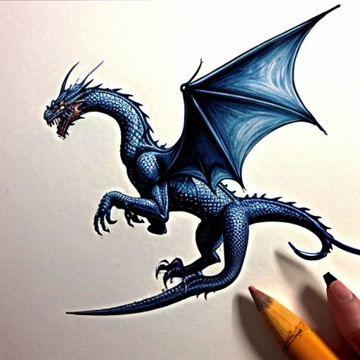 Draw me a mythological dragon flying through a town breathing fire