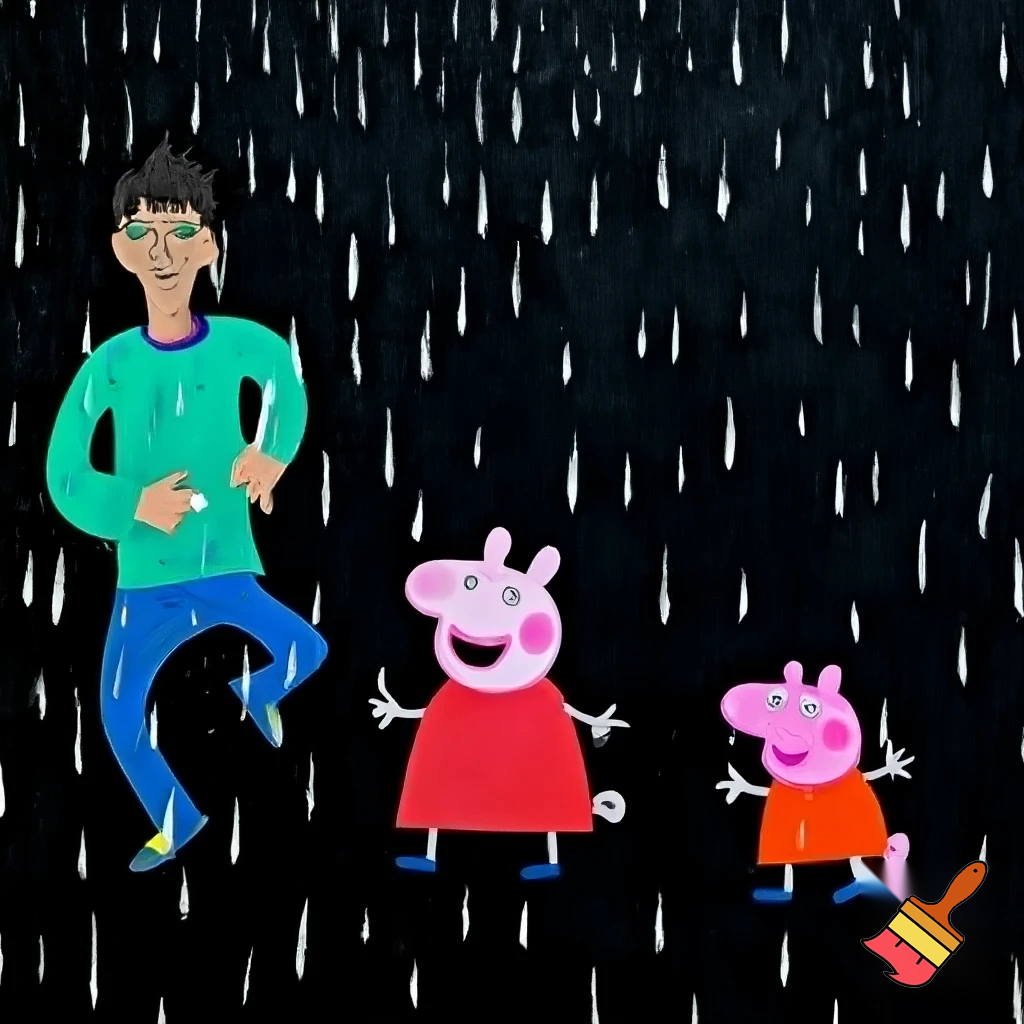 Dad run and peppa pig scary run rain room