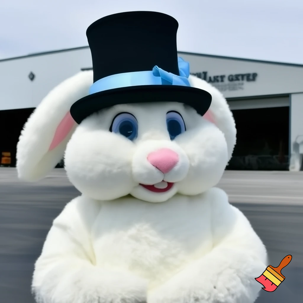 Mascot costume, Easter bunny top hat special top hat falcon gate trucking Centre
