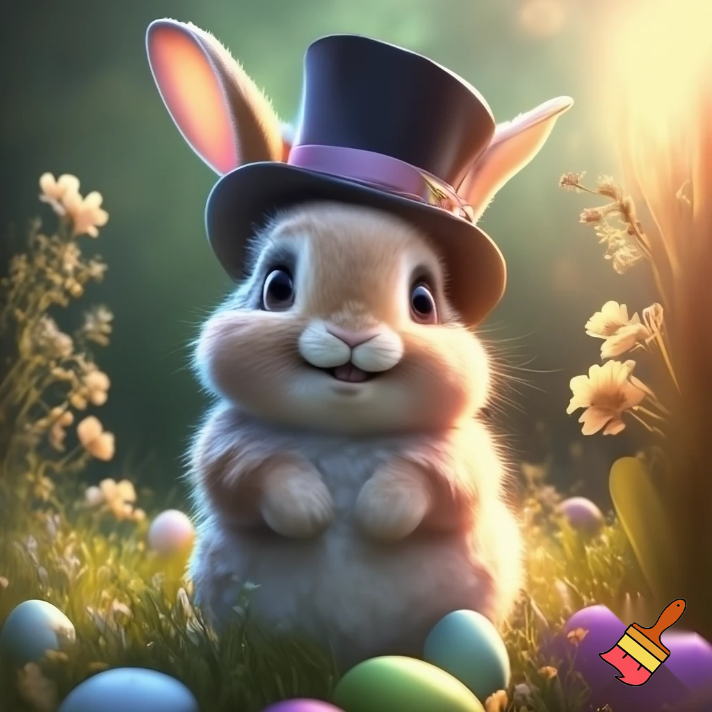 Easter bunny mascot costume top hat