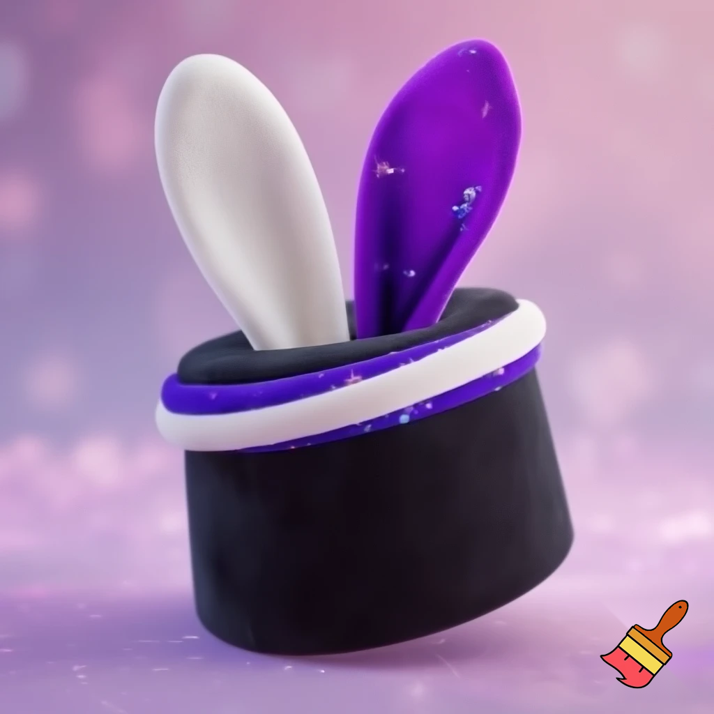 Black top hat with bunny ears velvet white and purple purple and white headband fabric and velvet glitter, purple and pink special present true special and delicate velvet white purple Easter bunny is bunny top hat velvet?