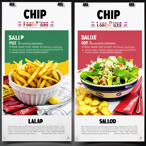 create a poster for food stall "chips-salad , lemonade" both are different food items 