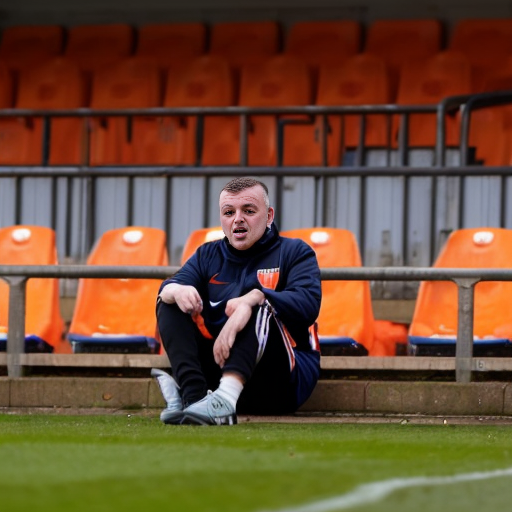 a luton town supporter is sitting in luton sadly

