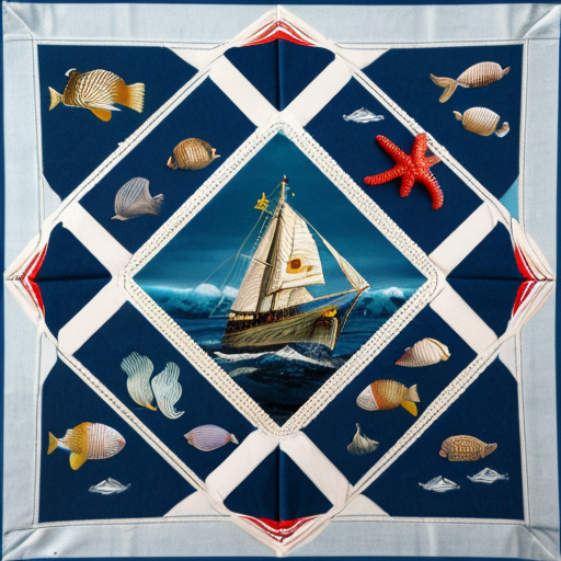 fazzoletto con immagini di oggetti mare
