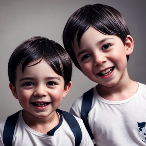 Generate a family photo of 2year old year old triplet boys with black hair make sure they have black hair

