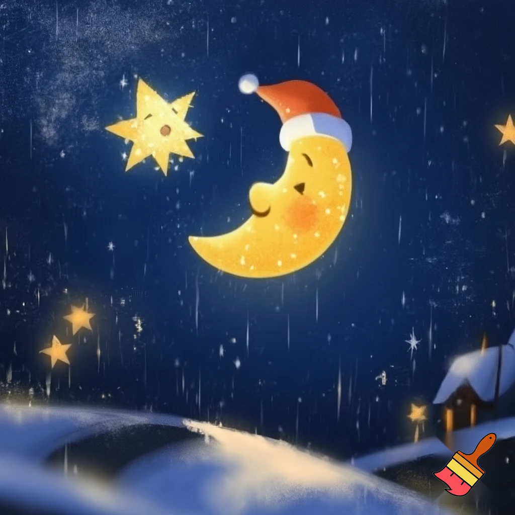 Star and moon christmas cartoon