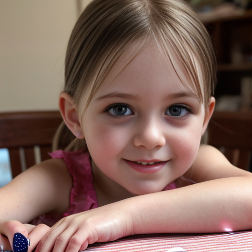 girl daughter, on the table, party dress, close up