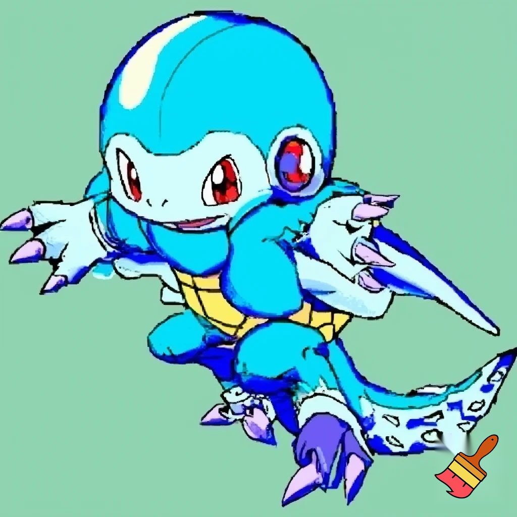 blue rookie level sonic agumon digimon squirtle pokemon fusion