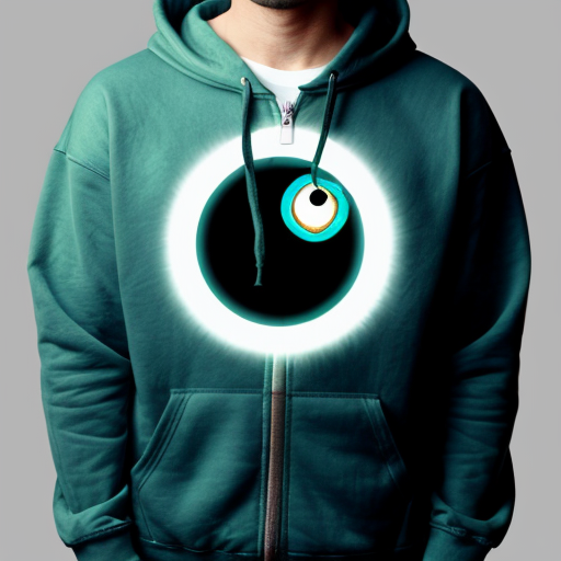 sans with a dark teal zipper hoodie with a green right flashing eye
