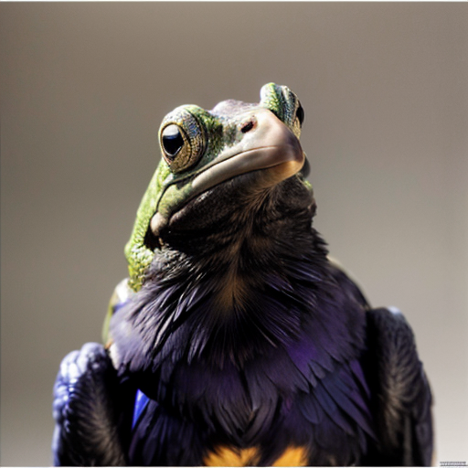 raven with a frog head