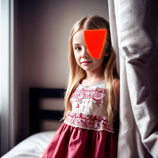 swedish little girl, long blonde hair, night dress, on the bedroom