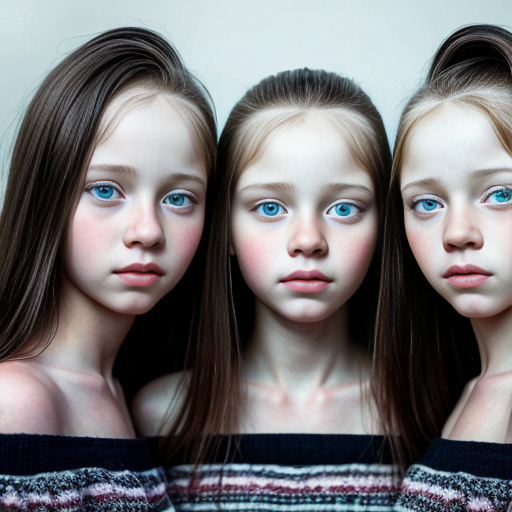 generate 16 year old triplets girls with black hair and blue eyes