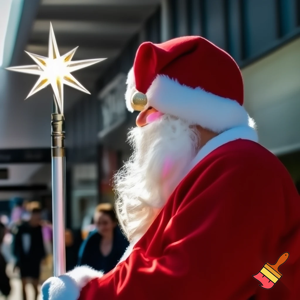 Santa Claus, Russia walking stick with the start the real Santa Claus shopping Centre in Australia
A star