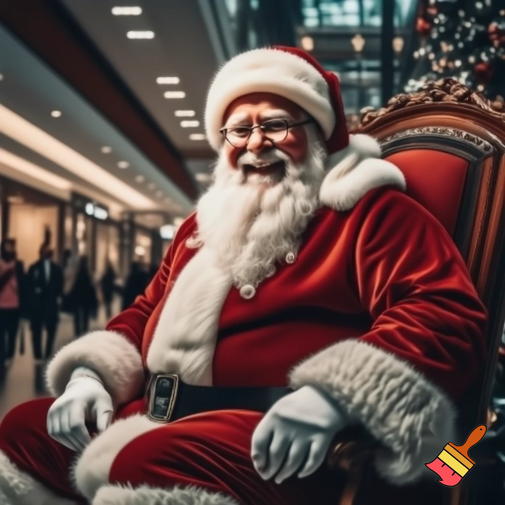 Santa Claus shopping mall Santa Claus chair at the shopping centre photo Santa Claus photo Santa Claus’s glasses
