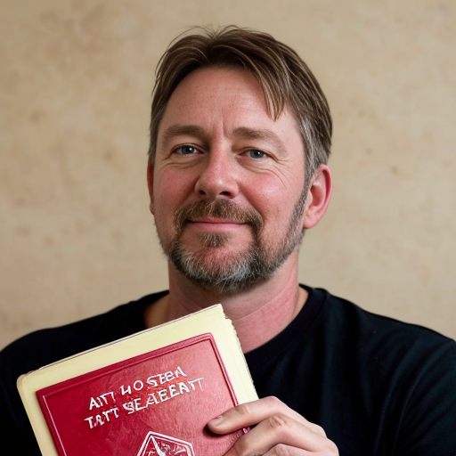 God in heaven 
holding a book with seven red seals on it and John looking up at him
