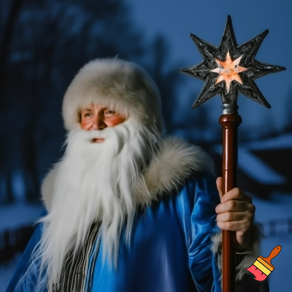 Russian Santa Claus walking stick with a star Santa Claus the real Santa Claus metal
