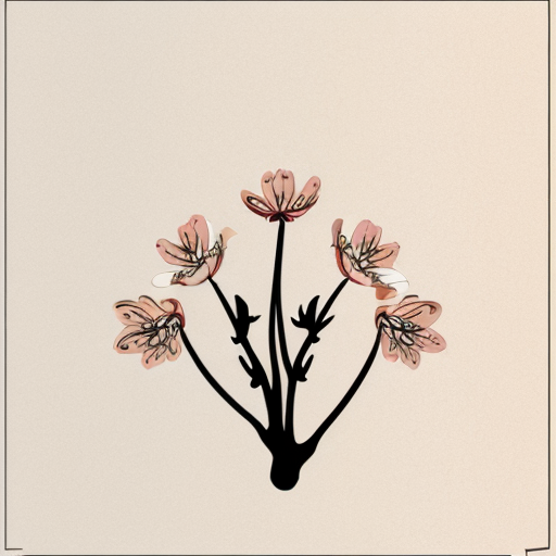 eine Vektorgrafik von einer stilisierten Mandelblüte in minimalistischem Design. Die Charakteristik einer Mandelblüte soll erhalten bleiben. Mit einer oder zwei Farben so dass es gut geplottet und auf Textilien gedruckt werden kann?