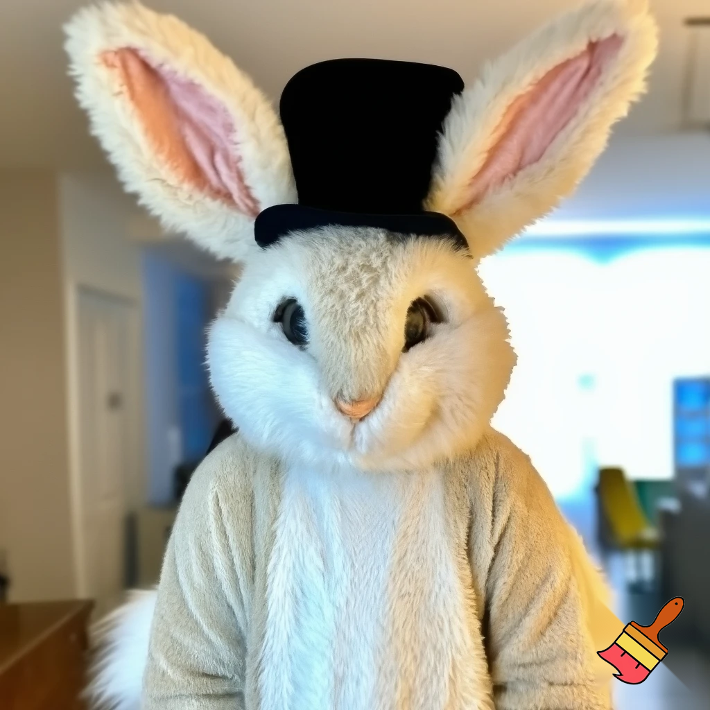 Easter bunny mascot costume top hat Easter only sells house