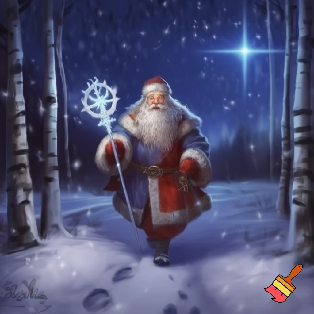 Russian Santa Claus book stick star walking stick