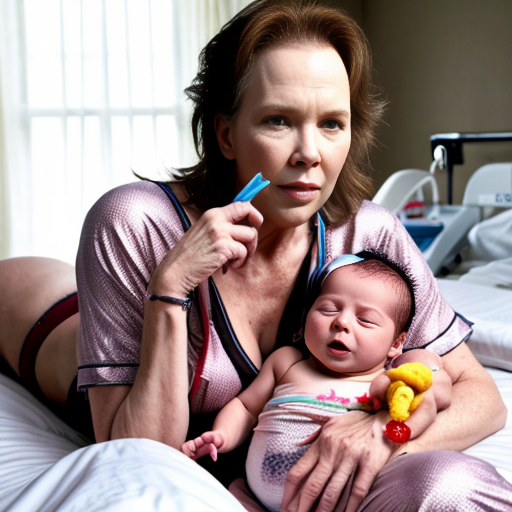 John Goodman y Elizabeth Perkins y con cute adorable baby newborn gives premature glasses con pijama slepwear bikini sensual sexy con brazalete hospital con cama con almohadas con acostados con hospital 1