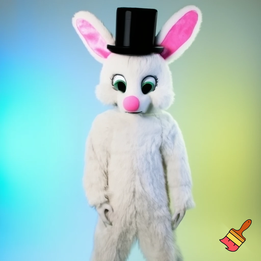 Easter bunny mascot top hat costume