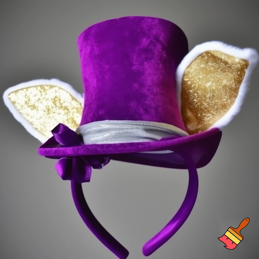 Easter top hat with headband, Easter bunny ears, purple and white velvet and fabric purple and white gold, gold and silver special delicate hat special delicate