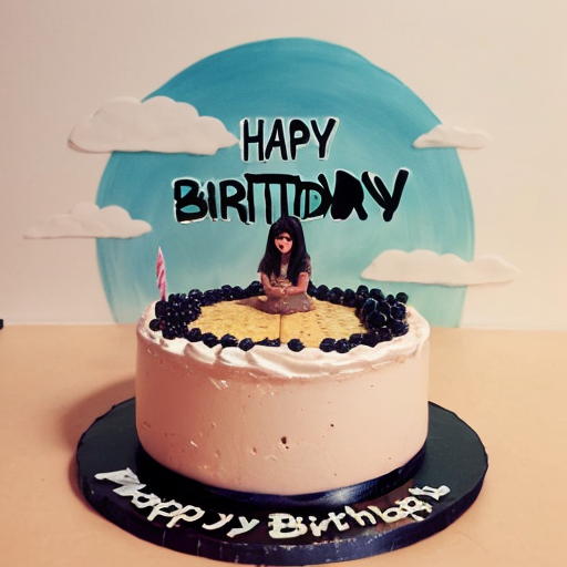 The name of my friend is Nutan , it's her birthday today , make a birthday for her , she likes mountains , hiking , blue berry chesse cake and anime like Naruto etc.  Make an art for her birthday to wish her. It should look cute