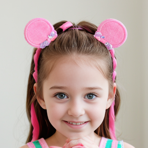 little girl pink hart clips with pony tals