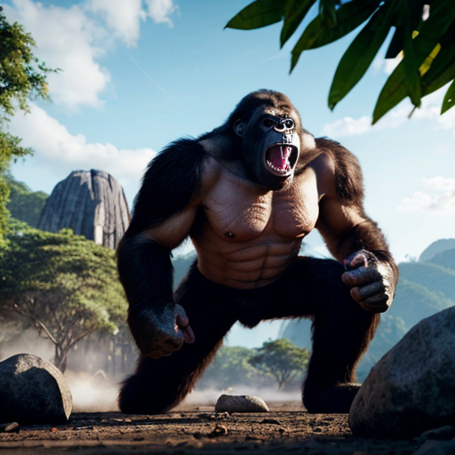Scene 1: Same King Kong character design standing injured in a dense jungle, heavy breathing, cinematic lighting, ultra realistic, character consistency locked.

Scene 2: Close-up of Kong shoulder wound, wind moving fur, dramatic atmosphere.

Scene 3: Kong slowly walking through dense jungle, alert expression, high detail.

Scene 4: Birds suddenly flying away from trees, jungle disturbance.

Scene 5: Ground shaking slightly, small rocks falling from trees.

Scene 6: Kong stops walking and looks around seriously, cinematic shot.

Scene 7: Wide jungle view with a massive shadow moving between trees in distance.

Scene 8: Trees bending as an enormous creature moves behind them.

Scene 9: Close-up of Kong preparing fighting stance, intense look.

Scene 10: Giant armored titan stepping out from shadows, larger than Kong, epic reveal.

Scene 11: Titan roaring loudly, shockwave pushing leaves.

Scene 12: Kong roaring back aggressively at titan.

Scene 13: Kong charging toward titan for attack.

Scene 14: Powerful punch from Kong hitting titan chest, visible impact, dust explosion.

Scene 15: Titan slams Kong into rocks, rocks cracking.

Scene 16: Dust and debris around fallen Kong, dramatic lighting.

Scene 17: Kong standing up despite injuries, strong expression.

Scene 18: Close combat fight, punch exchange between titan and Kong.

Scene 19: Dynamic rotating camera around intense battle.

Scene 20: Slow motion heavy punch from Kong hitting titan face.

Scene 21: Titan stumbling backward, ground shaking.

Scene 22: Titan grabs Kong and throws him aside.

Scene 23: Kong quickly rises and prepares counterattack.

Scene 24: Kong jumps onto titan body attacking repeatedly.

Scene 25: Multiple strong strikes from Kong to titan head.

Scene 26: Titan losing balance and weakening.

Scene 27: Kong lifts massive rock from ground.

Scene 28: Kong smashes rock onto titan head, huge impact explosion.

Scene 29: Titan collapses heavily to ground.

Scene 30: Kong standing victorious, breathing heavily, camera moves upward revealing a huge mysterious shadow watching from mountains. To Be Continued.