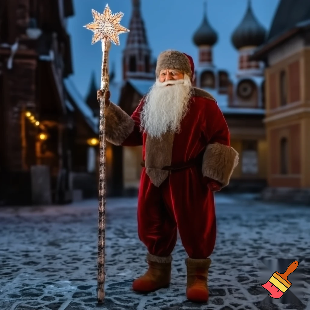 Santa Claus, Russia walking stick with the star