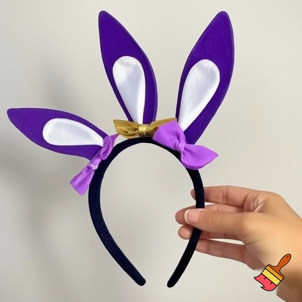 Easter top hat headband Easter bunny headband, purple and white with gold Easter top hat headband and fabric velvet and fabric velvet top head headband