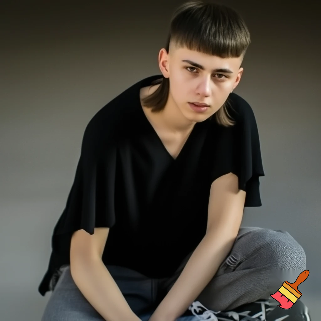 wygeneruj moją podobiznę jestem polakiem 186 wzrostu włosy na krótszy modern mullet grzywka delikatnię w górę moje buty nike shox szare baggy jeansy czrna luzna bluza wyrazista szczęka i oczy brązowo zielone kolor włosów brązowe mam 17 lat