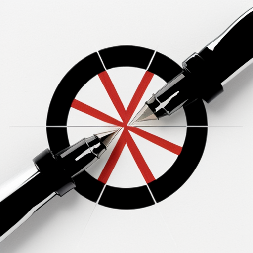 Same top-down view. The red fountain pen moves clockwise, beginning to connect the ink droplets with a thick glossy black line. The ant stays in the center. Ink line is shiny and wet-looking, reflecting light softly. Minimalist white paper background. 2D digital illustration, detailed, realistic textures.
