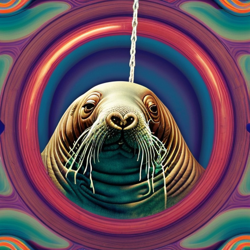 A funky walrus 1920s swing inspired surrealism psychedelic pop art