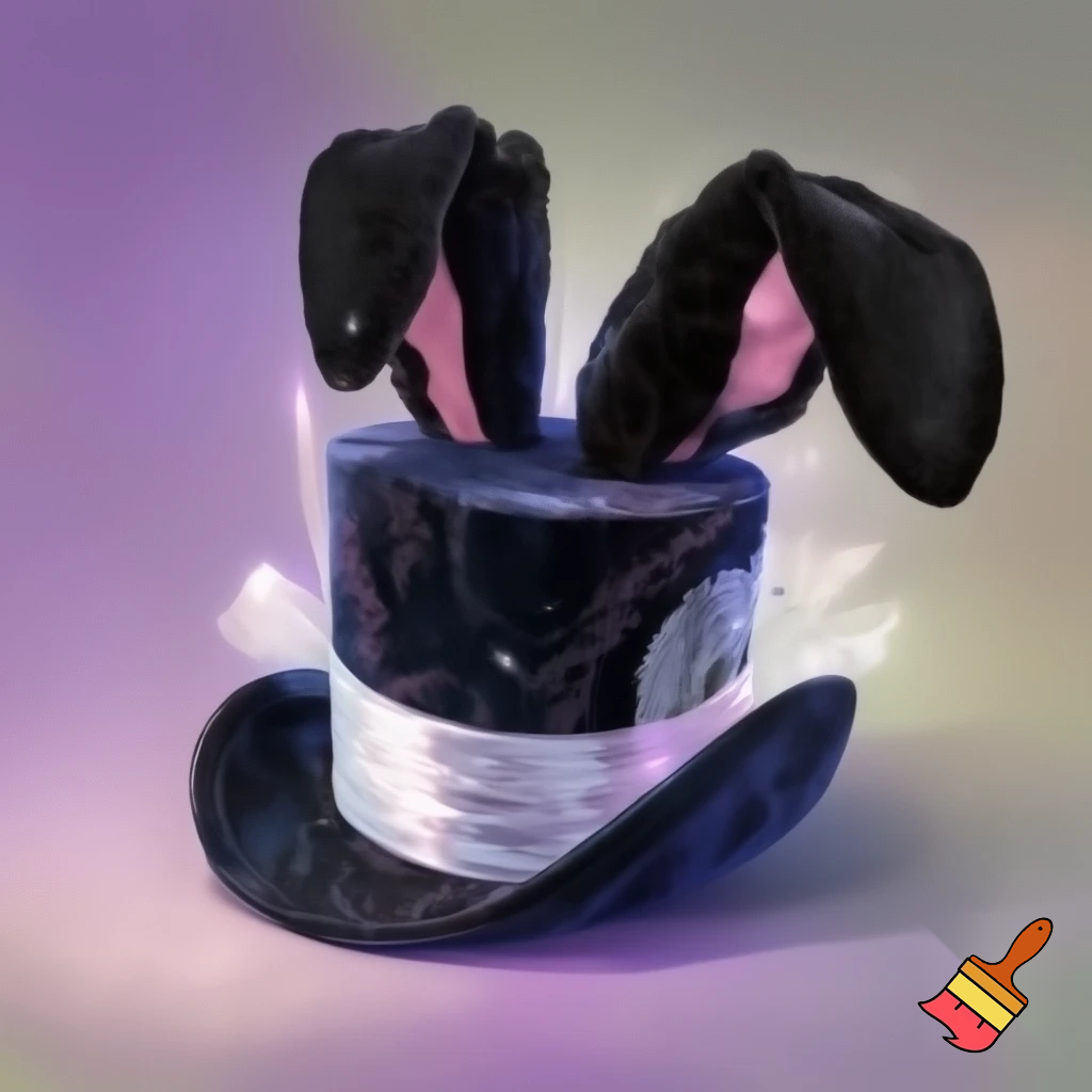 White and pink A magic hat velvet black black velvet and fabric Easter bunny ears