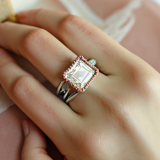 an elegant ring with the only one large rectangular baguette-cut stone