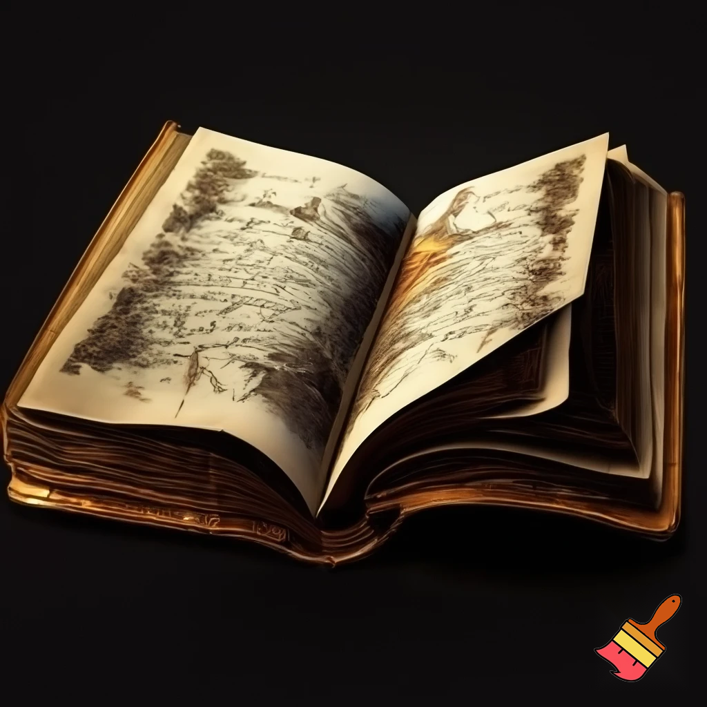 Ich möchte ein Bild von einem geöffneten Buch im Barock Stil ohne Hintergrund, nur das geöffnete Buch