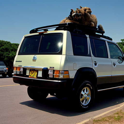 2002 Isuzu trooper with machine gun on top 
