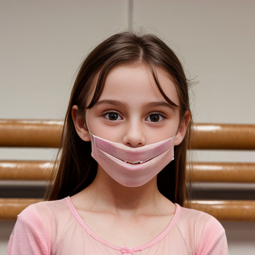 A 12 year old doing ballet (female) dark brown hair and Hazel/brownish eyes and singing too with pink clothes a beauty spot above the mouth and very light brown freckles 