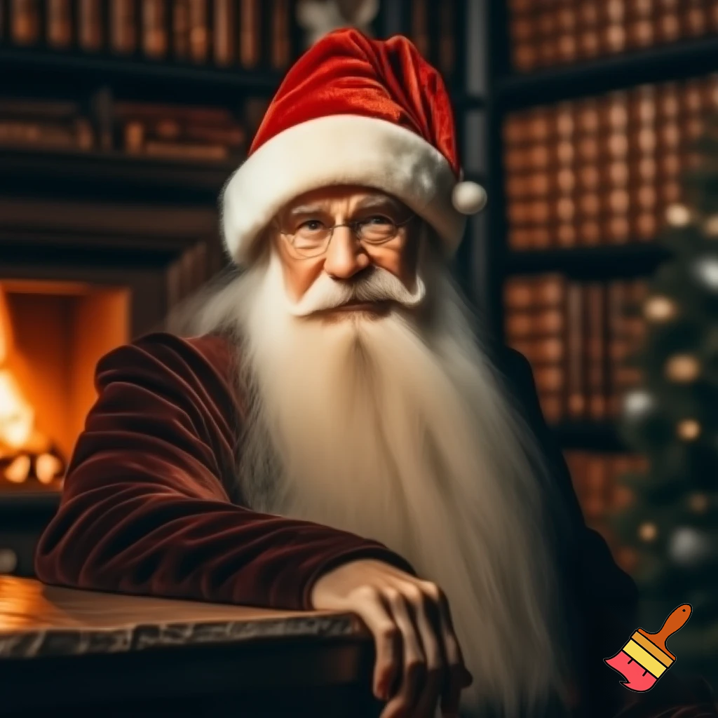 Woo wizard has Christmas hat