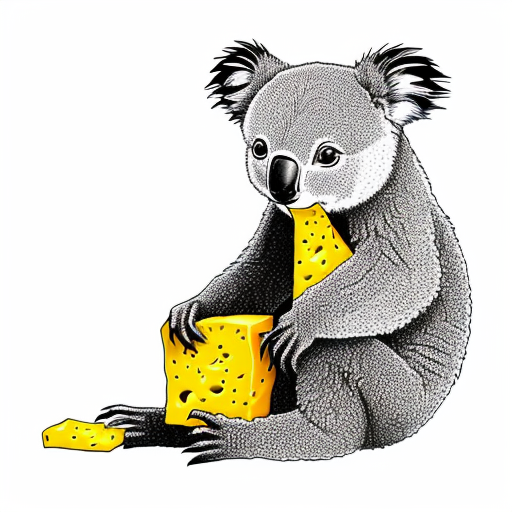 a koala eating cheese
