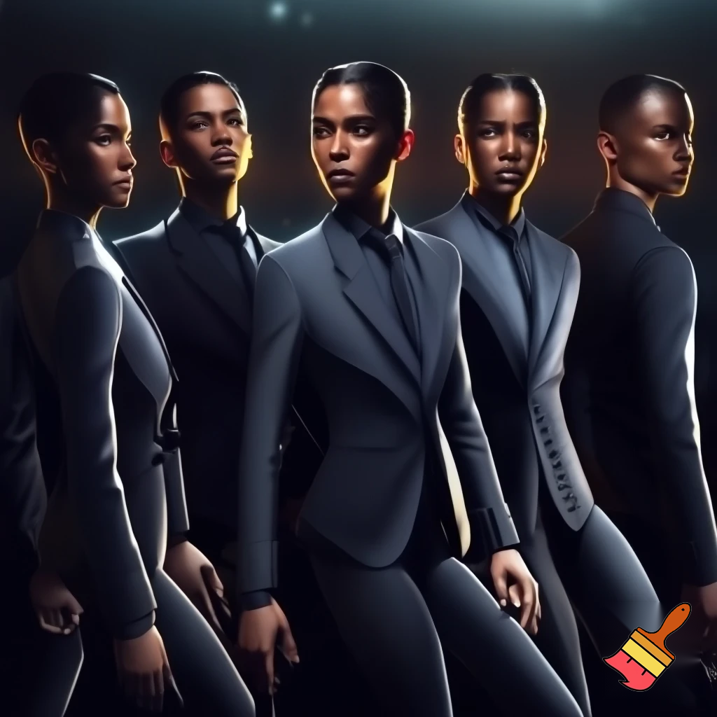 generame 5 imagenes de una misma persona en traje sensual 

