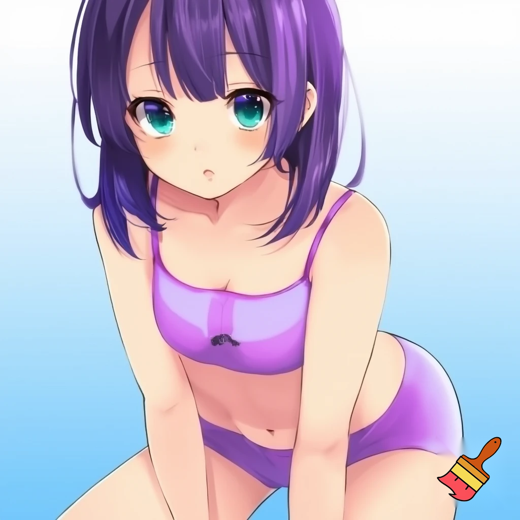 Anime girl so cool and cute with cool underwear clothes