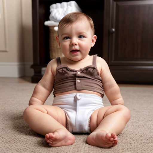 Brown haired man with stubble and chest hair sitting on floor rubbing a thick diaper he is wearing.