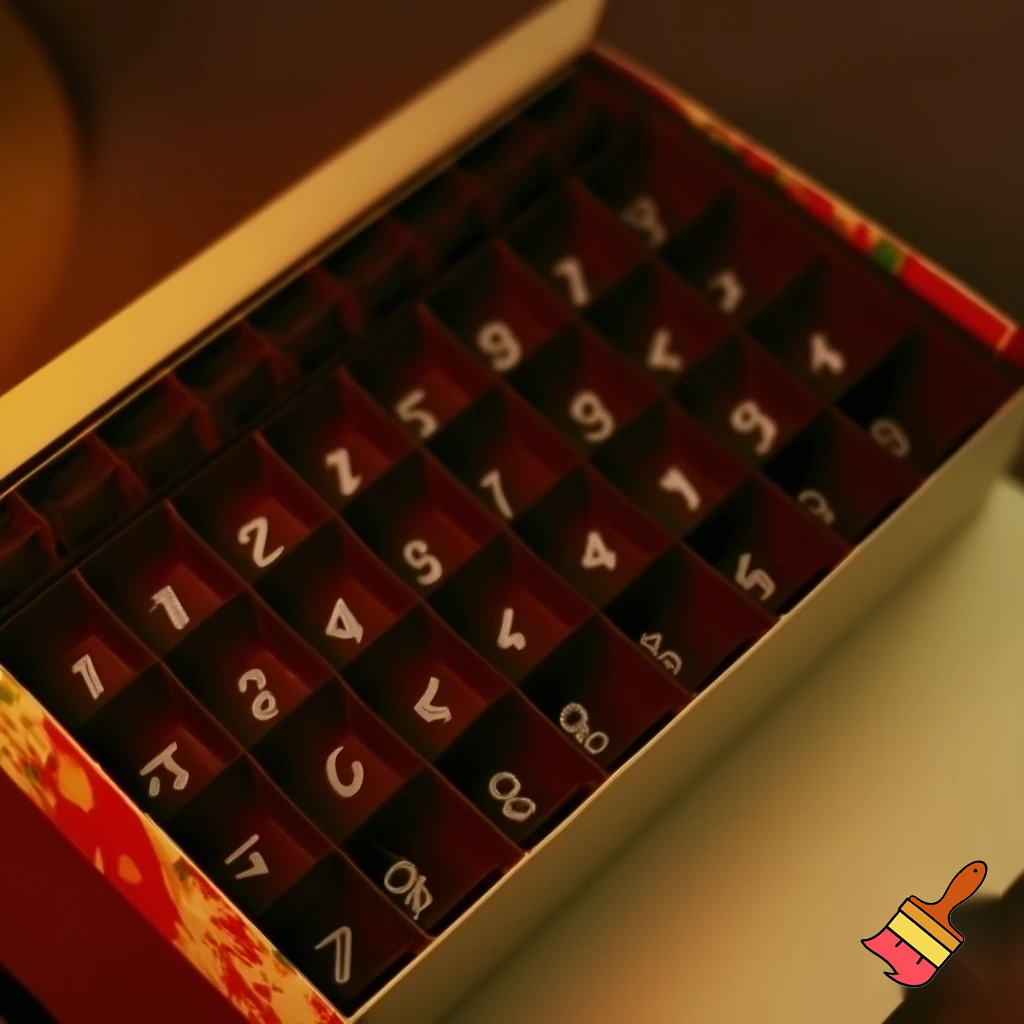 Chocolate advent calendar Numbers in the box a Christmas one hope the lead out how many days till Christmas? Christmas patterns countdown.